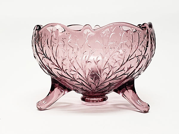 Amethyst 5 inch 3 Footed Cupped Bowl - Silvertone Wisteria #1007 by Fenton