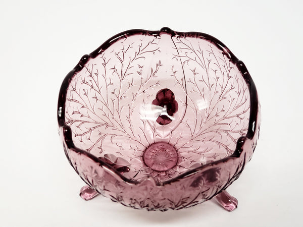 Fenton Amethyst 3 Toed Cupped Bowl and Candy Dish Silvertone Wisteria ~ 1930's