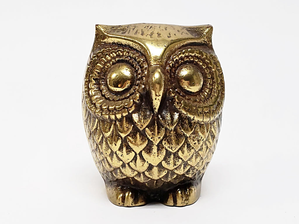 Brass Owl Figurine Paperweight