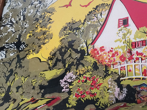 Little Red Riding Hood Reverse Glass Lithograph Serving Tray ~ 1930's