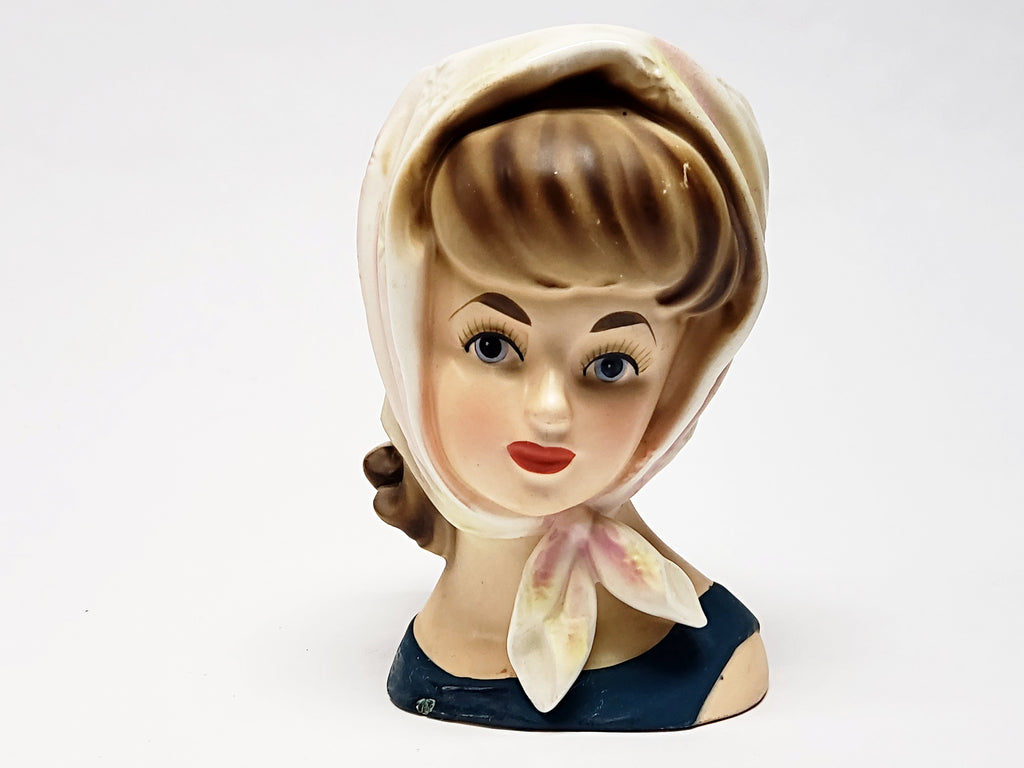Vintage RELPO Scarf Lady Head Vase 5 1/2" K-1615