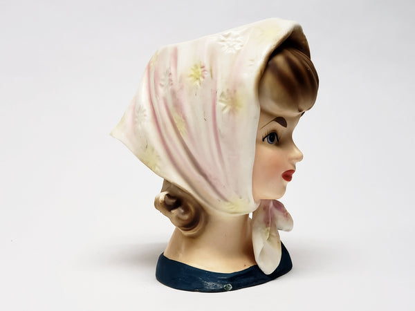 Vintage RELPO Scarf Lady Head Vase 5 1/2" K-1615