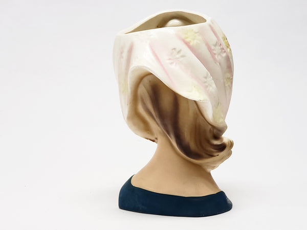 Vintage RELPO Scarf Lady Head Vase 5 1/2" K-1615
