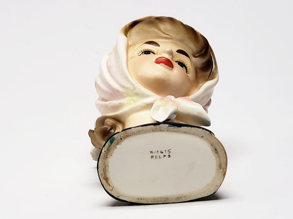 Vintage RELPO Scarf Lady Head Vase 5 1/2" K-1615