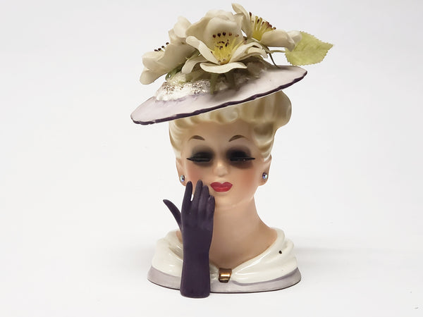 Vintage Ucagco Lady Head Vase in Purple
