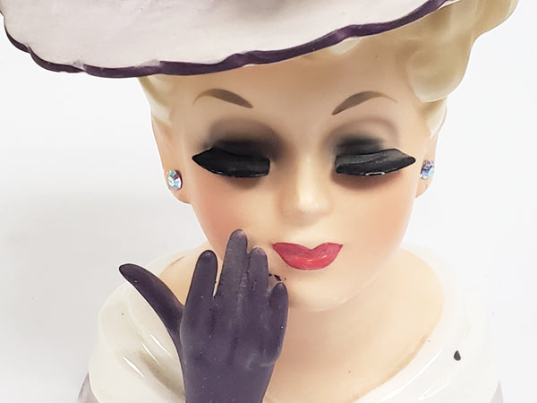 Vintage Ucagco Lady Head Vase in Purple
