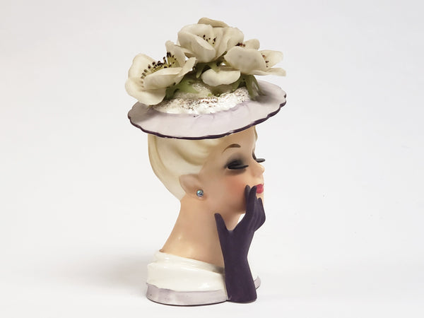Vintage Ucagco Lady Head Vase in Purple