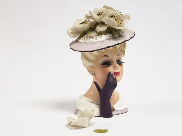 Vintage Ucagco Lady Head Vase in Purple