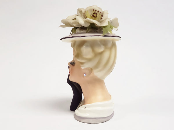 Vintage Ucagco Lady Head Vase in Purple