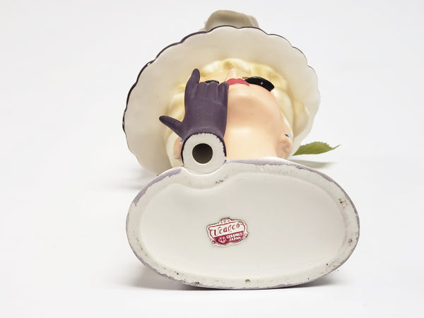 Vintage Ucagco Lady Head Vase in Purple