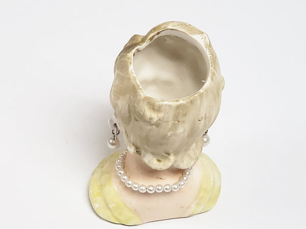 Vintage Miniature 3" Lady Head Vase Collectible in Yellow