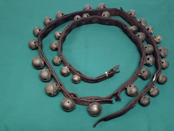 Antique Pedal Sleigh Bells on Original Leather Strap