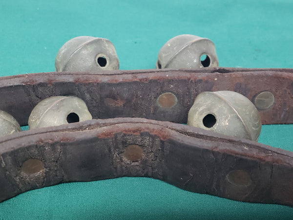 Antique Pedal Sleigh Bells on Original Leather Strap