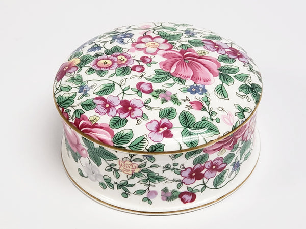 Crown Staffordshire Bone China Lidded Trinket Dish "Thousand Flowers" c. 1930's