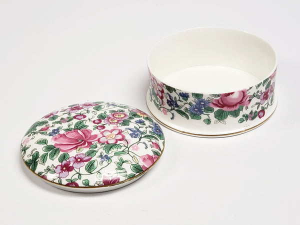 Crown Staffordshire Bone China Lidded Trinket Dish "Thousand Flowers" c. 1930's