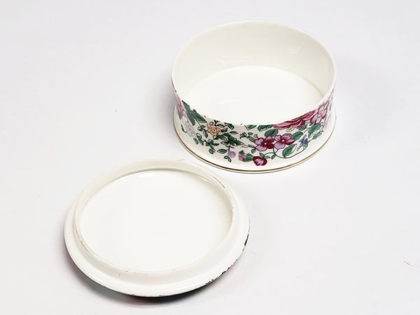 Crown Staffordshire Bone China Lidded Trinket Dish "Thousand Flowers" c. 1930's