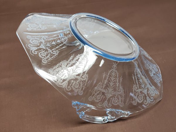 Cambridge Etched Cleo Blue Bon Bon Glass Serving Bowl