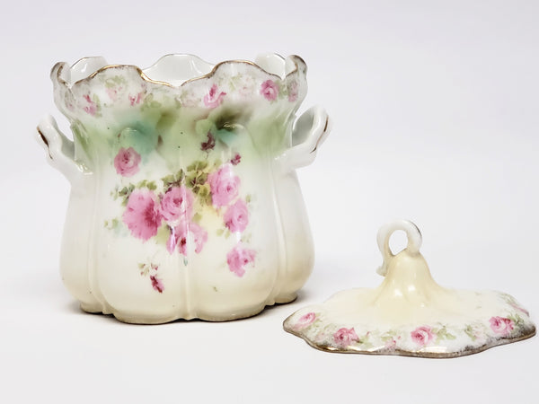 RS Prussia Porcelain Condensed Milk Can Holder With Ruffled Rim - c 1904-1918