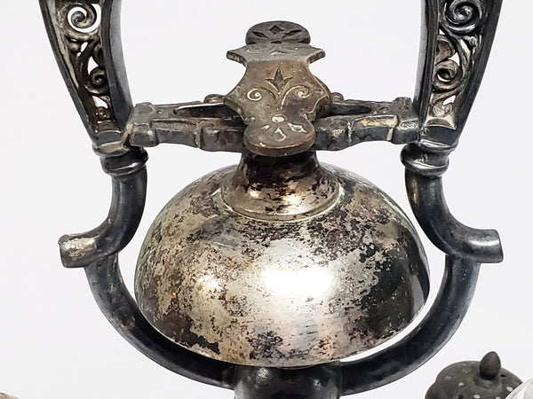 Antique Victorian Castor Set w/ Built in Servant Dinner Bell by Meriden B. Co. ~ Mid 1800's