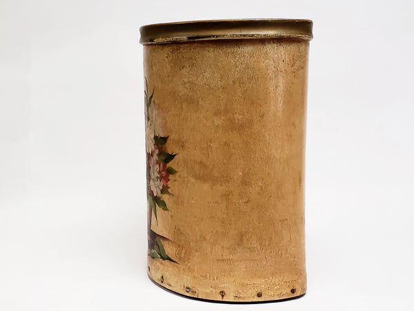 Unique Antique Hand Painted Vul-Cot Fiberboard Waste Paper Basket ~ 1910-1920