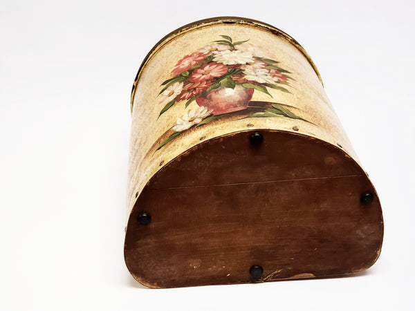 Unique Antique Hand Painted Vul-Cot Fiberboard Waste Paper Basket ~ 1910-1920