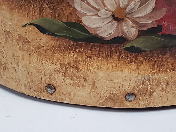 Unique Antique Hand Painted Vul-Cot Fiberboard Waste Paper Basket ~ 1910-1920