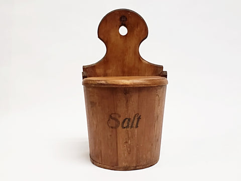 Vintage Wooden Hanging Kitchen Salt Box Made in Czechoslovakia