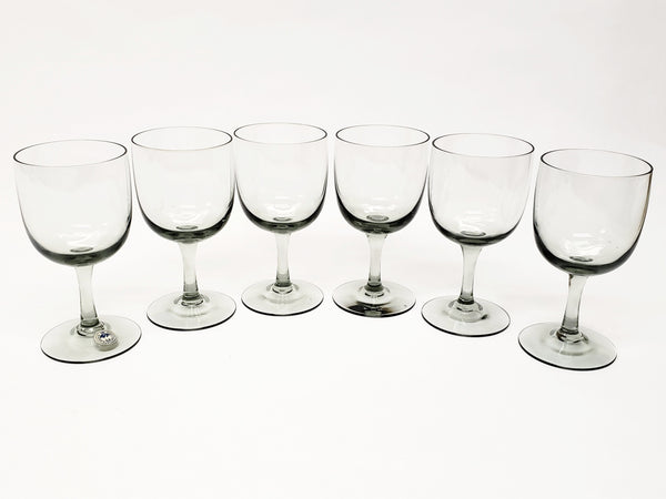 Mid Century Kastrup Holmegaard Smoke Stemmed Wine Glasses - Set of 6