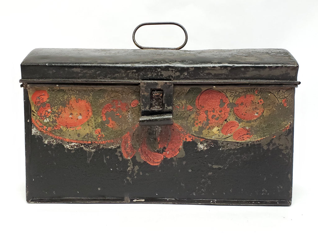 Antique Tin Tole Document Keepsake Box w/ Original Early Paint - c. 1800's