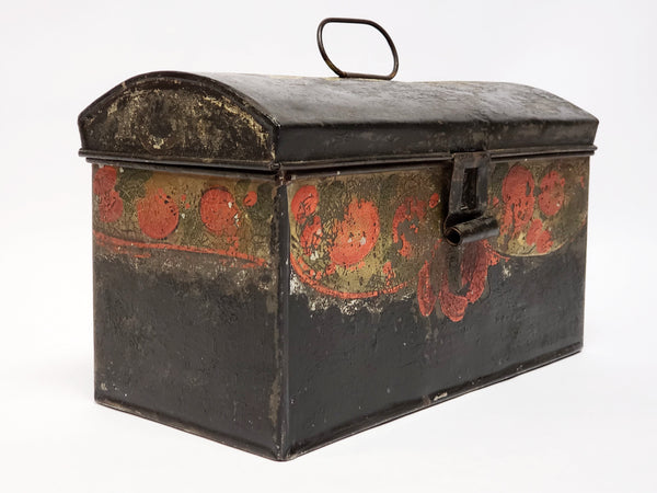 Antique Tin Tole Document Keepsake Box With Original Early Paint