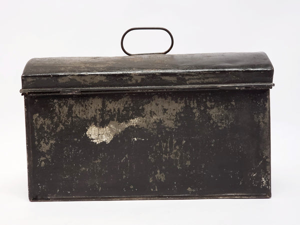 Antique Tin Tole Document Keepsake Box With Original Early Paint - c. 1800's