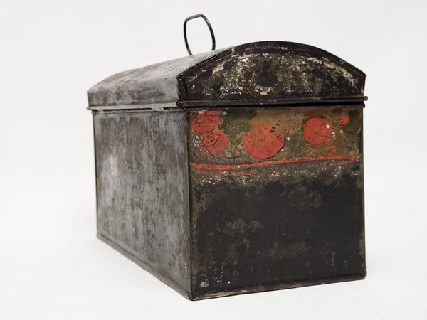 Antique Tin Tole Document Keepsake Box With Original Early Paint - c. 1800's