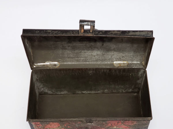 Antique Tin Tole Document Keepsake Box With Original Early Paint - c. 1800's