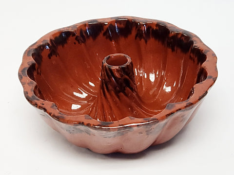 Glazed Turks Head Redware Pottery Bundt Cake Mold #12
