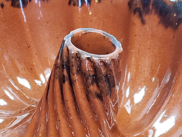 Glazed Turks Head Redware Pottery Bundt Cake Mold #12