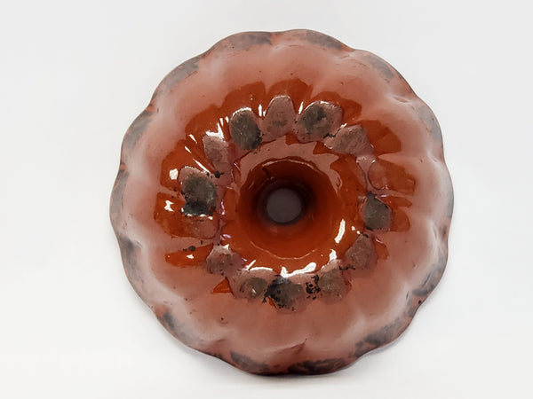 Glazed Turks Head Redware Pottery Bundt Cake Mold #12
