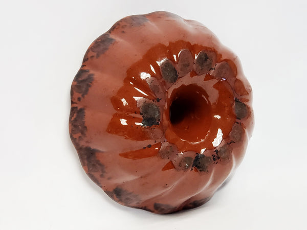 Glazed Turks Head Redware Pottery Bundt Cake Mold #12