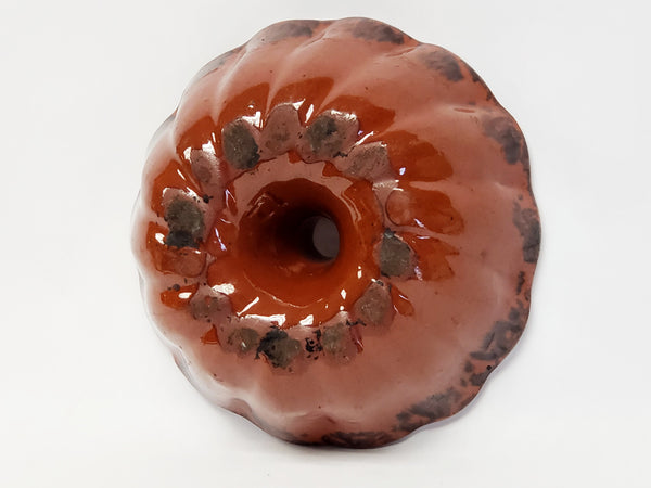 Glazed Turks Head Redware Pottery Bundt Cake Mold #12