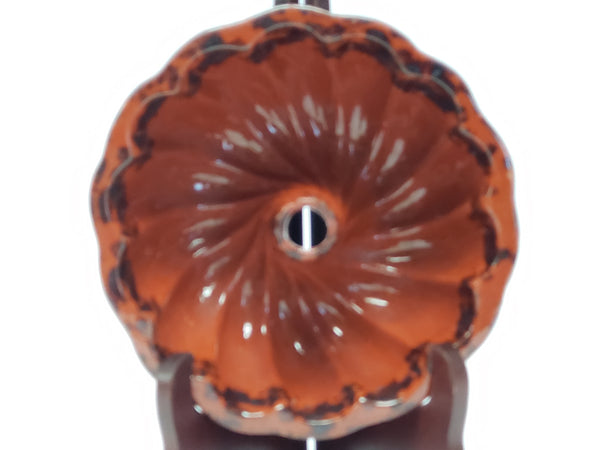 Glazed Turks Head Redware Pottery Bundt Cake Mold #12