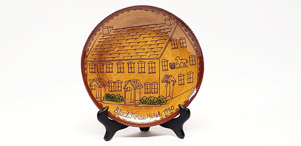 Folk Art Pottery, 1991 Limited Edition Redware Plate by Ned Foltz, "Black Horse Hotel" Lancaster County, PA