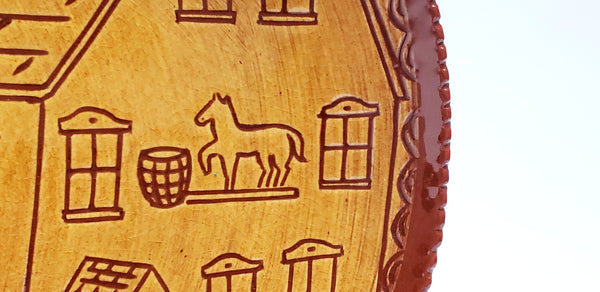 Folk Art Pottery, 1991 Limited Edition Redware Plate by Ned Foltz, "Black Horse Hotel" Lancaster County, PA