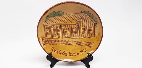 Foltz Limited Edition Redware Pottery Plate "Reinholds Station"  ~ 1993