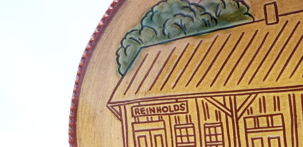 Ned Foltz Limited Edition Redware Plate, Reinholds Station ~ 1993