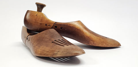 Pair of Antique Wooden Shoe Lasts- Stamped Cross & Cross