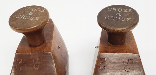 Pair of Vintage Wooden Shoe Lasts- Stamped Cross & Cross