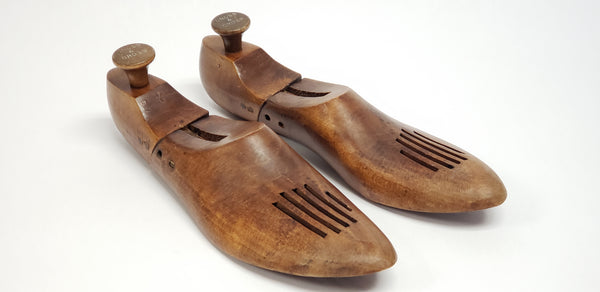 Pair of Vintage Wooden Shoe Lasts- Stamped Cross & Cross