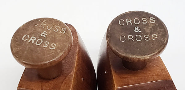 Pair of Vintage Wooden Shoe Lasts- Stamped Cross & Cross