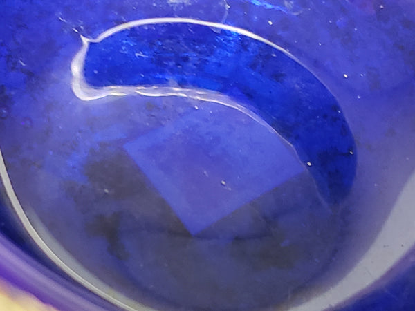 Antique Japanese Art Nouveau Open Salt Cellars w/ Cobalt Blue Glass Liners & Two Spoons