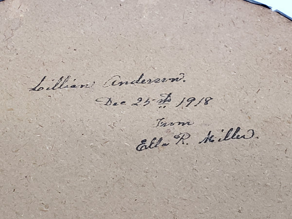 Antique Flue Cover Victorian Girl Dated and Signed 1918