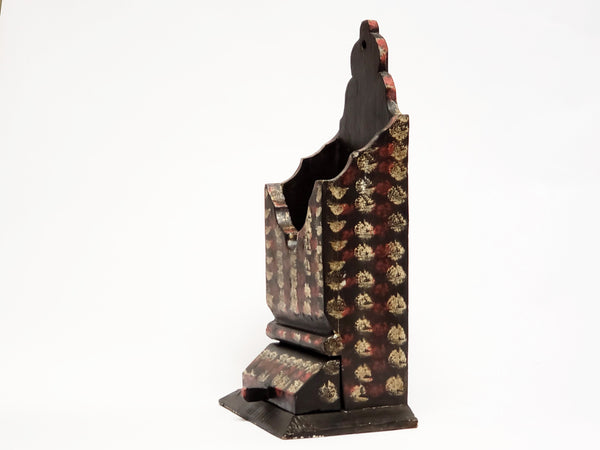Early Smoke Decorated Wooden Wall Candle Box With Drawer